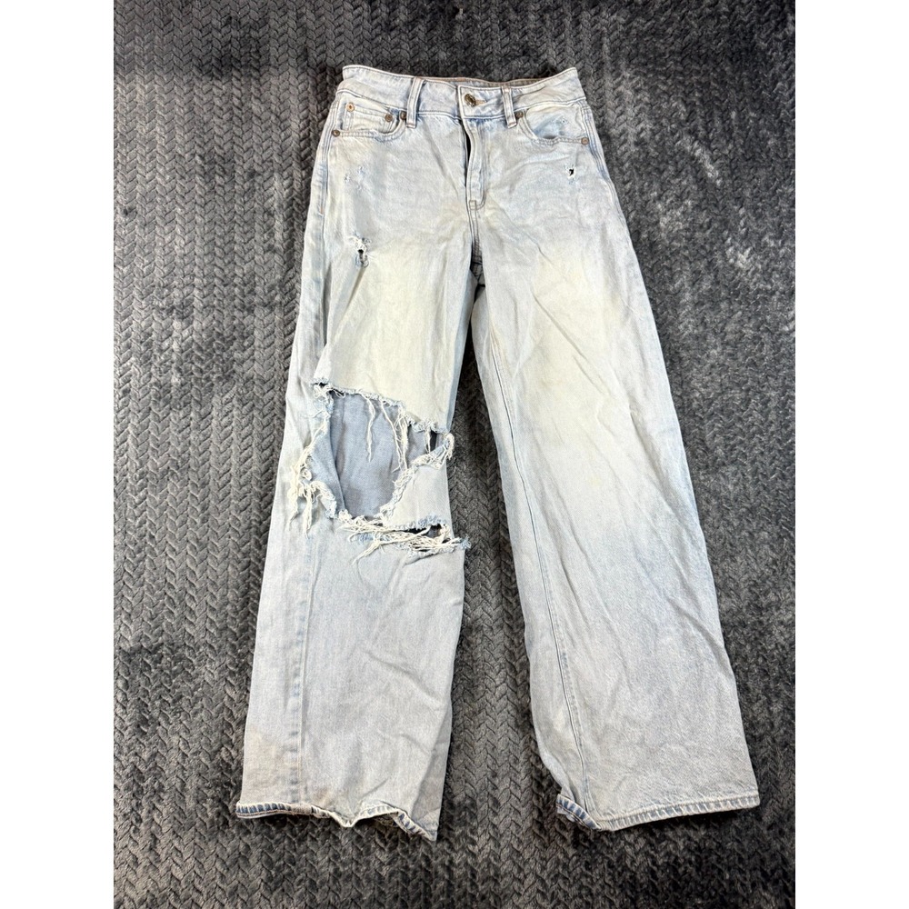 American Eagle Outfitters Strigid Jeans Womens 000 Blue Denim Stretch Distressed